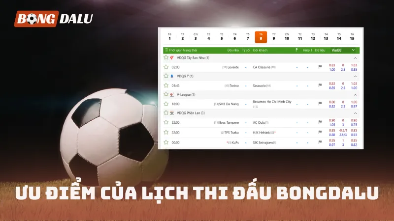 Ưu điểm của lịch thi đấu tại BONGDALU